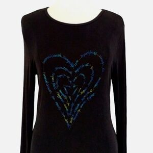Chico's Travelers Top Sz 1 Medium 8 Love Respect Honesty Happiness Heart